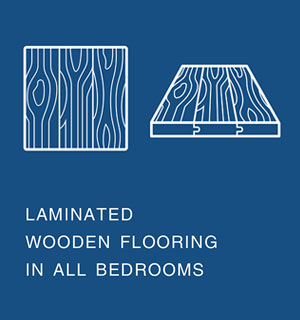 Laminated wooden flooring in all Bedrooms